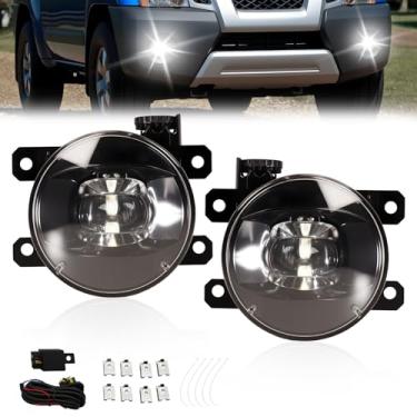 Imagem de Conjunto de faróis de neblina de LED compatível com 2005-2014 Xterra/2010-2017 Frontier Front Bumper Lâmpadas com Chicote de Interruptor e Kit de Fiação, Lente Transparente, 1 par