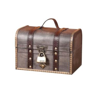 Imagem de Caixa de joias retrô caixa de armazenamento de joias com cadeado caixa de tesouro de madeira senha caixa de armazenamento de joias, One Size, Ágata