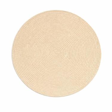 Imagem de Descanso De Prato Sousplat Redondo em Tecido Polipropileno Trançado Bege 37,5 de cm de Diâmetro Design Elegante para Mesa de Jantar Panela Cozinha Proteção contra Calor e Arranhões