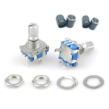 Imagem de Codificador de interruptor 5 pçs/lote Potenciômetro de codificador rotativo EC11 15 mm 20 mm com interruptor de 5 pinos + tampa do botão (15 mm-tipo D)