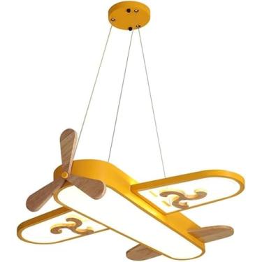 Imagem de Lâmpada De Teto Led Lustre De Quarto Infantil 32w Regulável Com Lâmpada De Controle Remoto Luz Pendente De Avião Quarto De Meninos Meninas Iluminação De Estudo Luminária, Yellow
