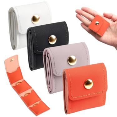 Imagem de LUSTRIB Mini bolsa de joias de viagem, organizador de joias pequeno portátil dobrável com botão de pressão, estojo de joias compacto para brincos, anéis, colares - organizador leve de armazenamento de