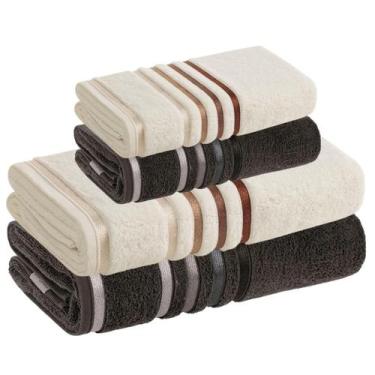 Imagem de Jogo Toalha de Banho Karsten Gigante Fio Penteado 4 Peças, Ivory 11128