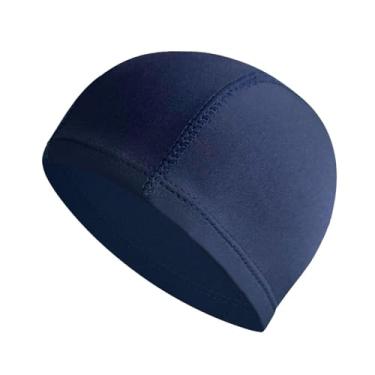 Imagem de Vaveren Touca de natação de tecido respirável, serve para cabelos longos e curtos, leve, portátil e confortável. Ideal para homens mulheres, perfeita para, Azul-marinho