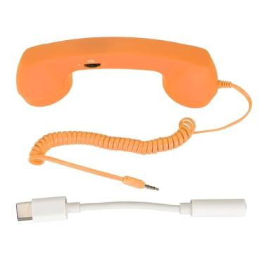 Imagem de Aparelho De Telefone Para Celular, Aparelho De Telefone Retrô Com Conector De 3,5 Mm Receptor De Telefone Celular Receptor Portátil De Fone De Ouvido Antigo Para Telefone Celular(Laranja)