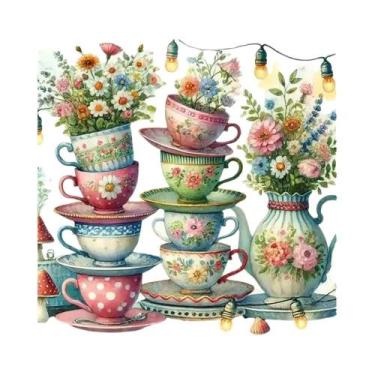 Imagem de Kit De Pintura Diamante Paisagem De Copo, Mosaico De Flores, Bordado P