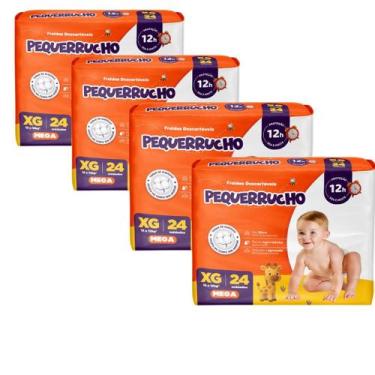 Imagem de Kit 4 PCT Fralda Descartável Pequerrucho Mega Todos os tamanhos, XG
