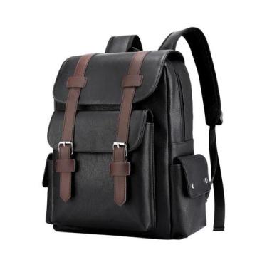 Imagem de Mochila Masculina Grande De Couro PU 2023, Bolsa Para Laptop Para Adol