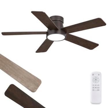 Imagem de Fanbulous Ventiladores de teto de 106 cm com luzes e controle remoto, ventilador de teto interno moderno com motor CC silencioso de 6 velocidades 3CCT, pequeno ventilador de teto discreto para quarto