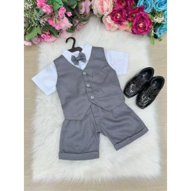 Imagem de Conjunto Social Miss Cherry Leandro com Colete Cinza Grafite e Gravata