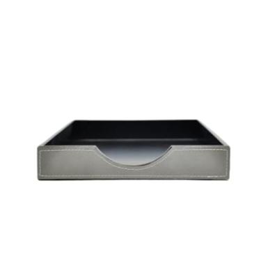 Imagem de Bandeja Porta-Folhas A4 Couro - Caixa de Entrada e Saída - Organizador de mesa (Couro Cinza)