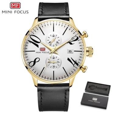 Imagem de Relógio Masculino Mini Focus Mf0135-5 à Prova D'água Ouro