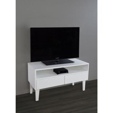 Imagem de Rack Para Tv Bancada Com Nicho E Gaveta Branco Laca