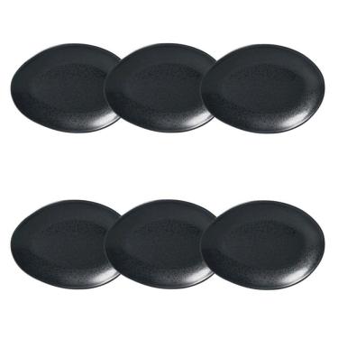 Imagem de Conjunto De Pratos De Sobremesa Oval 06 Peças Orgânico Eclipse Porto Brasil