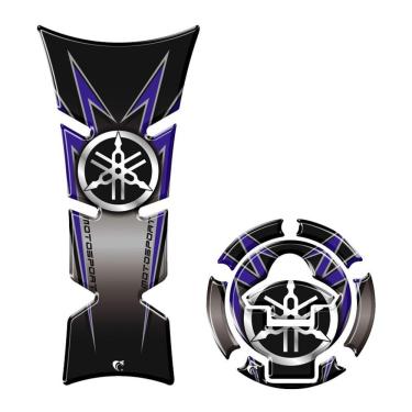 Imagem de Kit Adesivo Protetor Tanque E Bocal Moto Yamaha Azul Azul