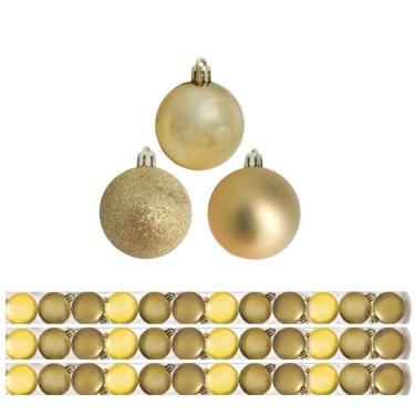 Imagem de Kit 36 Bolas Natal Mista Gliter, Fosca E Lisa Dourada 5cm - Master Christmas