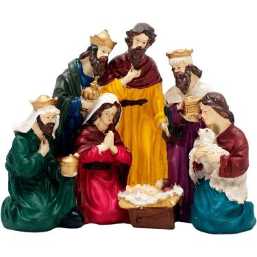 Imagem de Presépio Estatueta Sagrada Família Nascimento Jesus 25x20cm