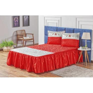 Imagem de Colcha Casal Queen Bella 3 pcs Cetim - Adilson Lourenco Enxovais, verm