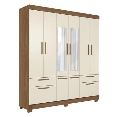 Imagem de Guarda Roupa Casal 8 Portas Curitiba Com Espelho Jatobá Areia - Santos Andirá