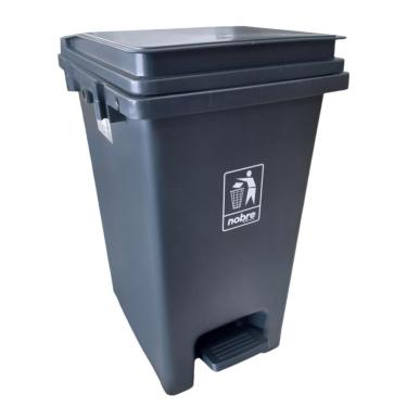 Imagem de Lixeira Plástica Com Pedal 15l Cinza Banheiros Cozinhas - Nobre