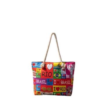 Imagem de Bolsa Praia Rio De Janeiro Cristo Redentor Com Fecho Ziper - Corban, M