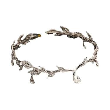 Imagem de Coroa De Fada Vintage Em Bronze Verde Esmeralda Com Folhas De Cristal,