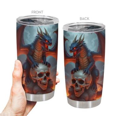 Imagem de Caneca de café Oasisdream Tumbler 600mL com estampa de caveira