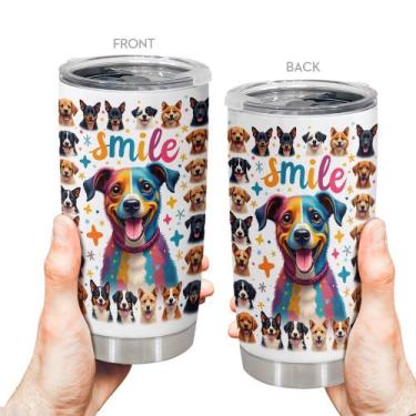 Imagem de Caneca de café Tumbler Oasisdream 600 ml com estampa de cachorro