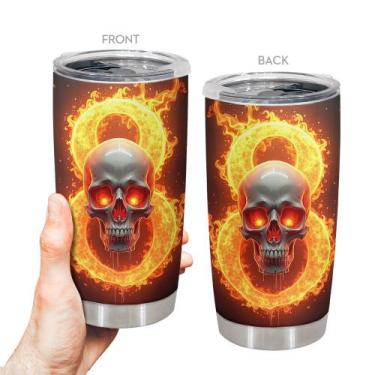 Imagem de Copo de viagem Oasisdream 600ml em aço inoxidável com estampa de cavei