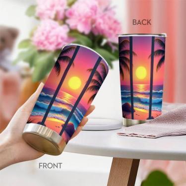 Imagem de Caneca de café Tumbler Oasisdream 600 ml com estampa Beach Sunset