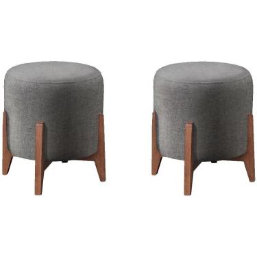 Imagem de Kit 2 Puff Puf Sala Lhor Linho Cinza Rm Cinza