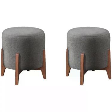 Imagem de Kit 2 Puf Puff Para Sala Lhor Linho Cinza Rm Cinza