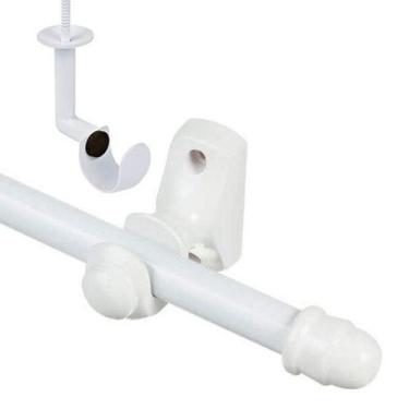 Imagem de Kit Varão + suporte de Teto 2,0 Metros para Cortina 28mm Simples Branc