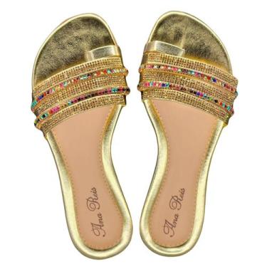 Imagem de Sandália Feminina Rasteirinha Brilho pedra de Slide 0510 - Doce Vinha,