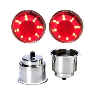 Imagem de Suporte De Copo LED Em Aço Inoxidável 2 Peças Para Iate Marinho RV 12V