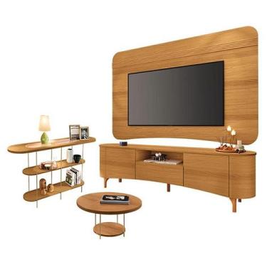 Imagem de Rack Bancada Elara e Painel Armony Cinamomo com Mesa de Centro Sky e A