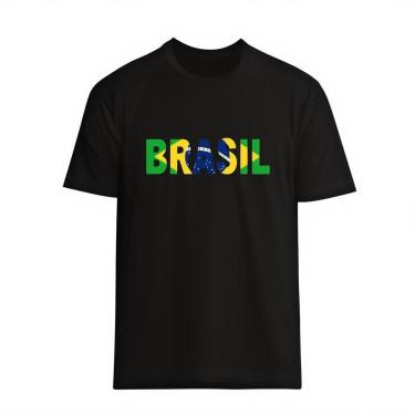 Imagem de Camiseta Casual Bandeira Brasil Manga Curta em Algodão Leve e Confortável Copa do P ao G1-Masculino