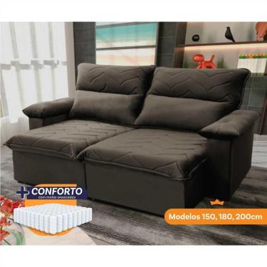 Imagem de Sofá Retrátil Reclinável Paris 1,50m Suede Velut Marrom Claro Molas Ensacadas - King House