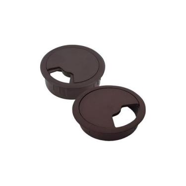 Imagem de 10x Acabamento Moveis Passafio Tapa Furo Redondo 46mm Marrom Marrom - 