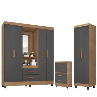 Imagem de Guarda Roupa Casal Capela com Cômoda 4 Gavetas Armário Multiuso Lite N
