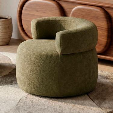 Imagem de Poltrona Decorativa Orgânica Living Kayce Bouclê Premium Verde Menta - Desk Design