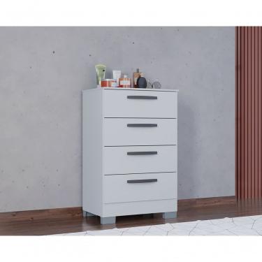Imagem de Cômoda Organizadora para Roupas 4 Gavetas MDP com Puxadores Plástico Cinza Estilo Moderno