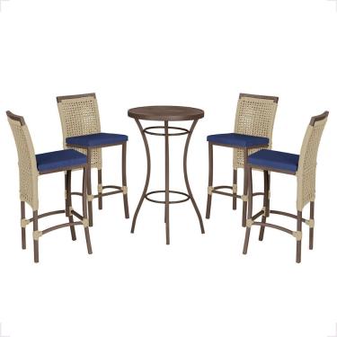 Imagem de Mesa Bistro E 4 Banquetas Roma Marrom, Corda Náutica 10 Rami