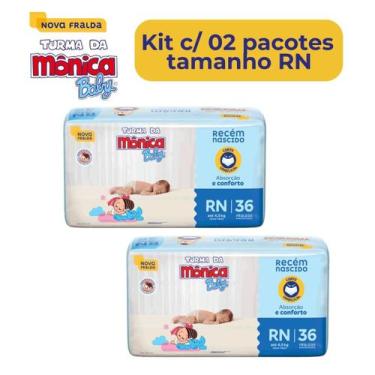 Imagem de Fralda turma da mônica baby jumbo RN kit com 2 pacotes