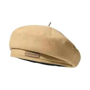 Imagem de Boina Feminina Retrô Estilo Pintor, Gorro De Malha Grosso E Quente Par