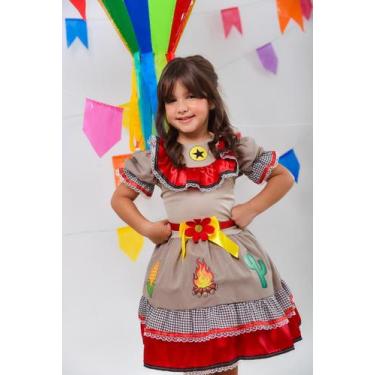 Imagem de Vestido Infantil Junino Maria Bonita Colorido Festas Lampião - JUNINOS