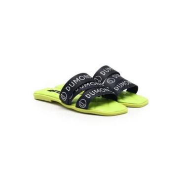 Imagem de Chinelo Rasteira Verde e Preto Gorgurão Matelassê - Dumond, 35