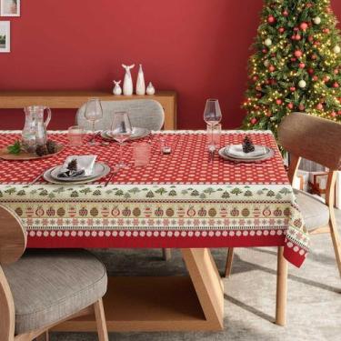 Imagem de Toalha de Mesa Natal Quadrada Estrelas de Natal 4 Lugares Lepper