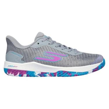 Imagem de Tênis Skechers Viper Court Pro 2.0 Cinza e Roxo Feminino, 36