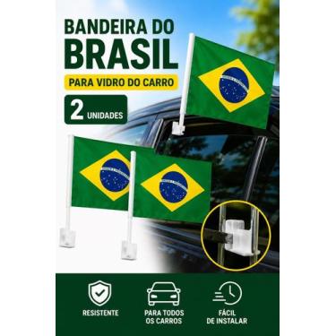 Imagem de Kit 2 Bandeiras do Brasil para Carro 30x45cm com Suporte Janela Fácil 